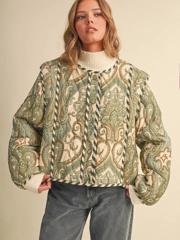 Paisley Quilted Jacket - Cream Multi