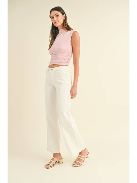 Mid Rise Slim Wide Leg - Off White
