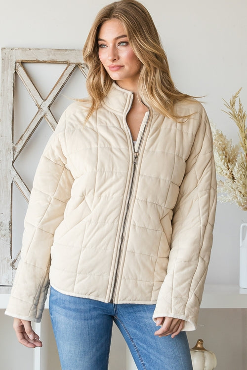 Washed Quilted Jacket - Vanilla