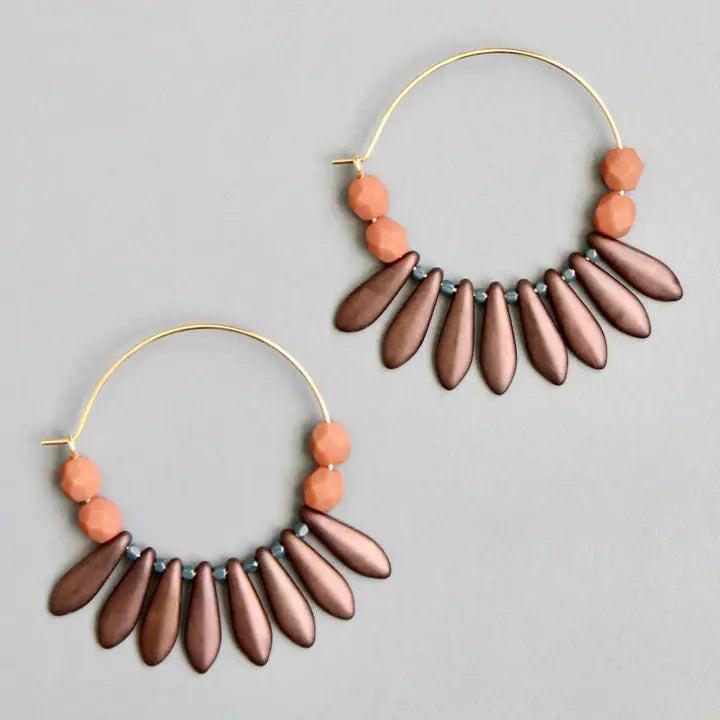Copper and Caramel Hoop Earrings