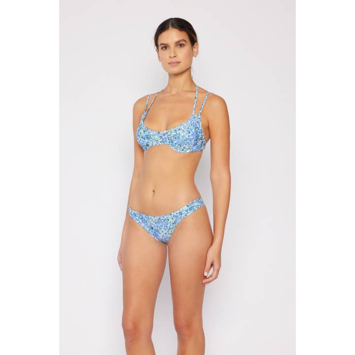 Underwired Two Way String Swimsuit - Blue Floral