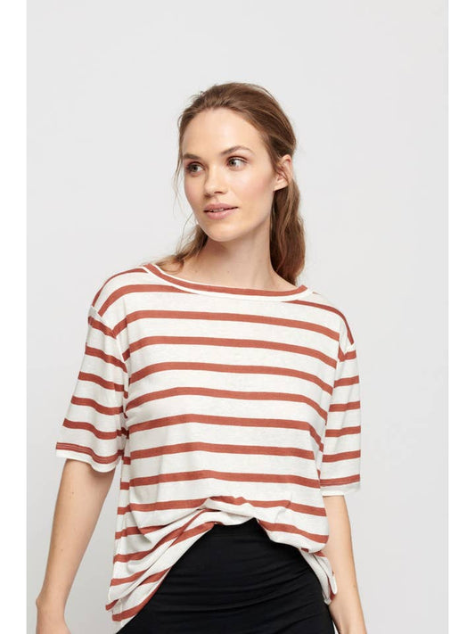 Peaceful Stripe Tee - Terracotta