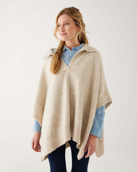 Cambridge Collar Poncho - Oatmeal