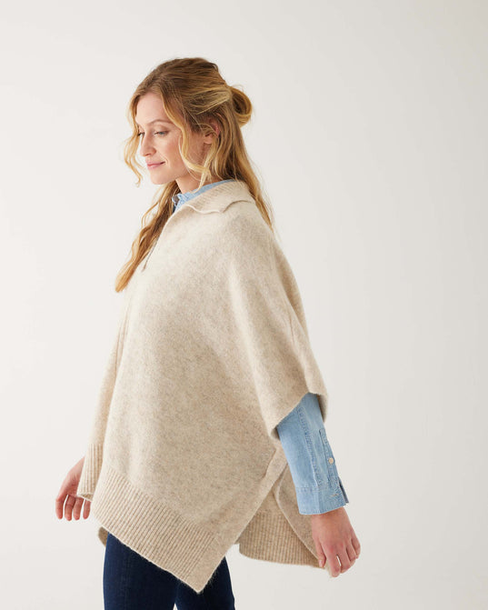 Cambridge Collar Poncho - Oatmeal