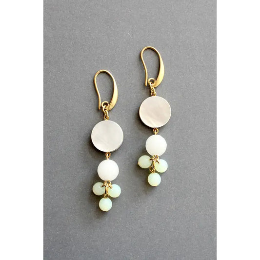 Mother-Of-Pearl and Glass Cluster Earrings