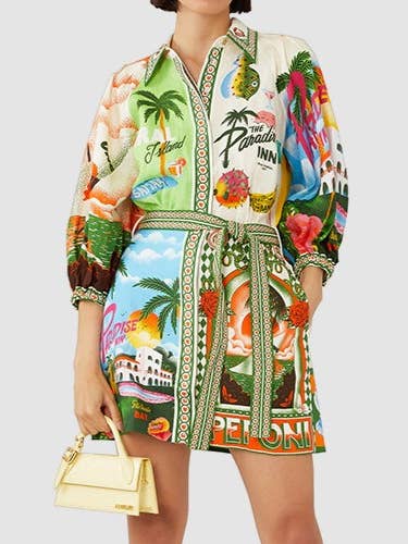 Mini Shirt Dress - Resort Print