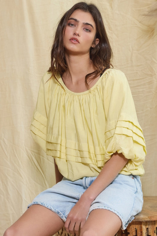 Rishi Pintuck Top - Baby Yellow