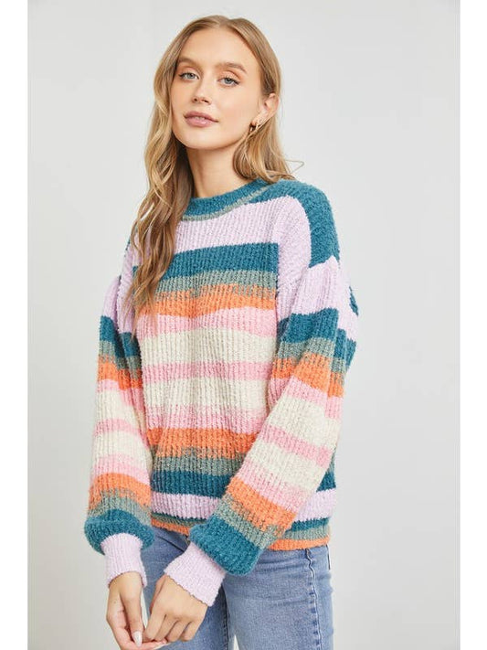 Striped Sweater - Teal Multi