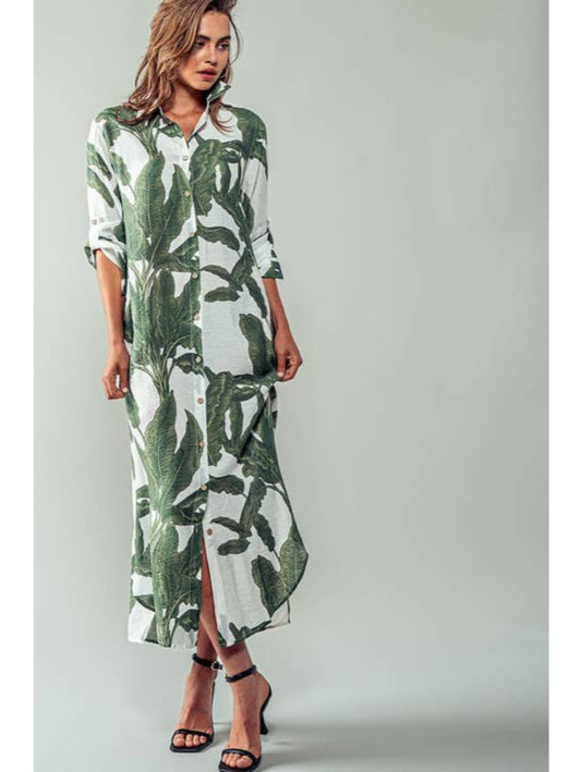 Tropical Paradise Midi Dress - Green