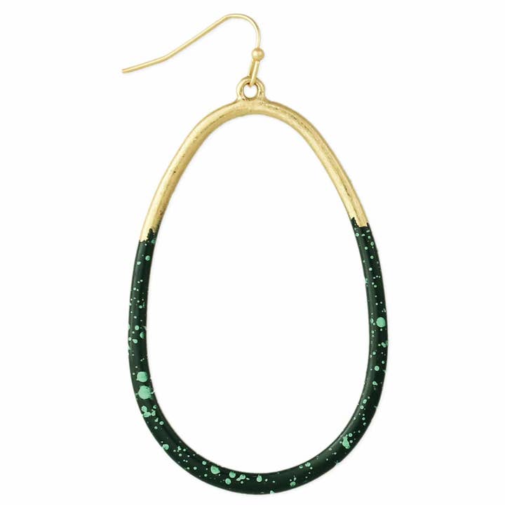 Tear Drop Earrings - Gold & Green