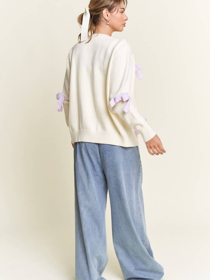 Bow Detail Cardigan - Ivory