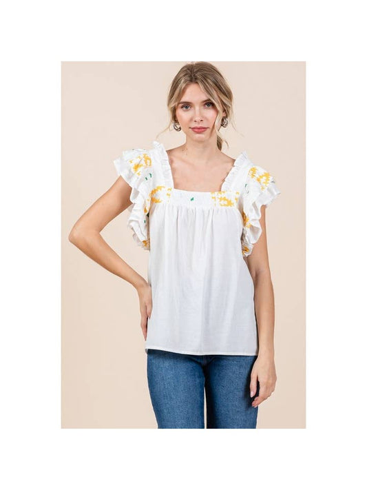 Square Neck Top - White