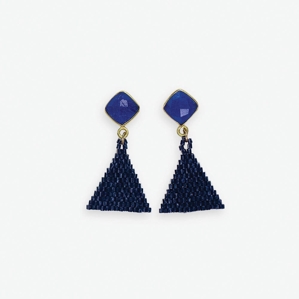 Celia Triangle Drop Earrings - Navy