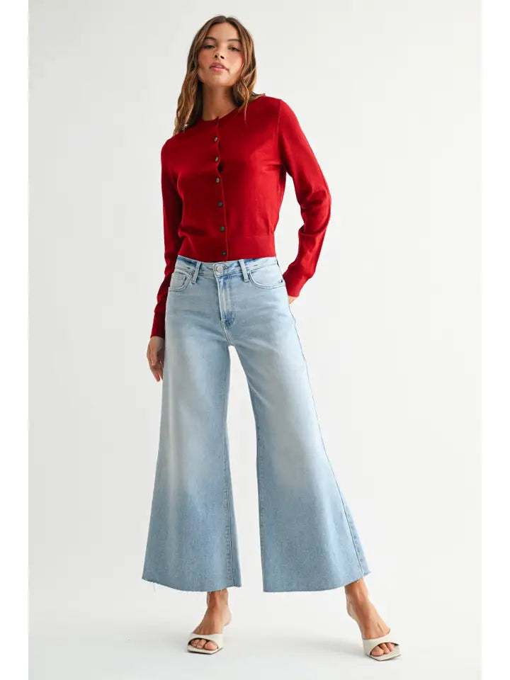 Wide Leg Flare Crop - Light