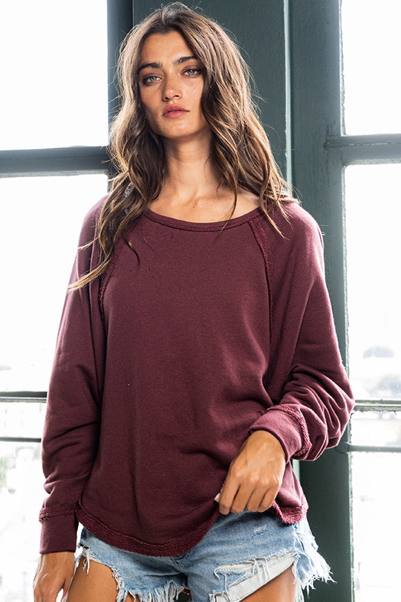 French Terry Top - Burgundy