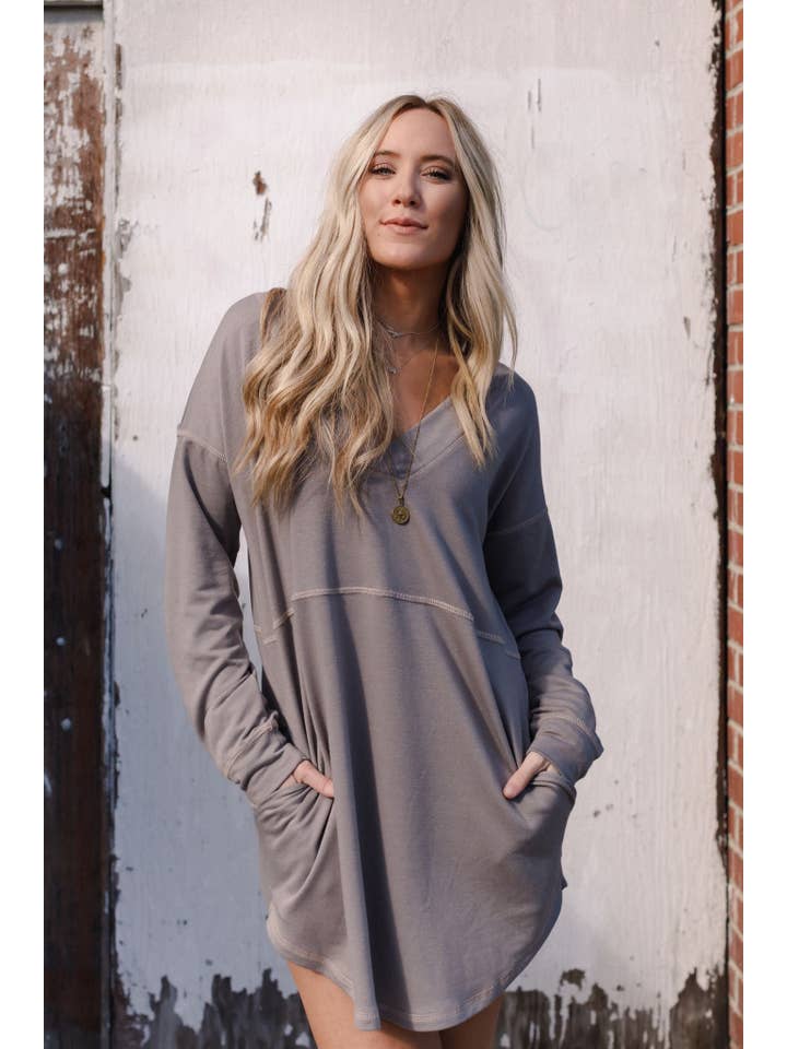 Meadow Tunic Mini Dress - Mushroom