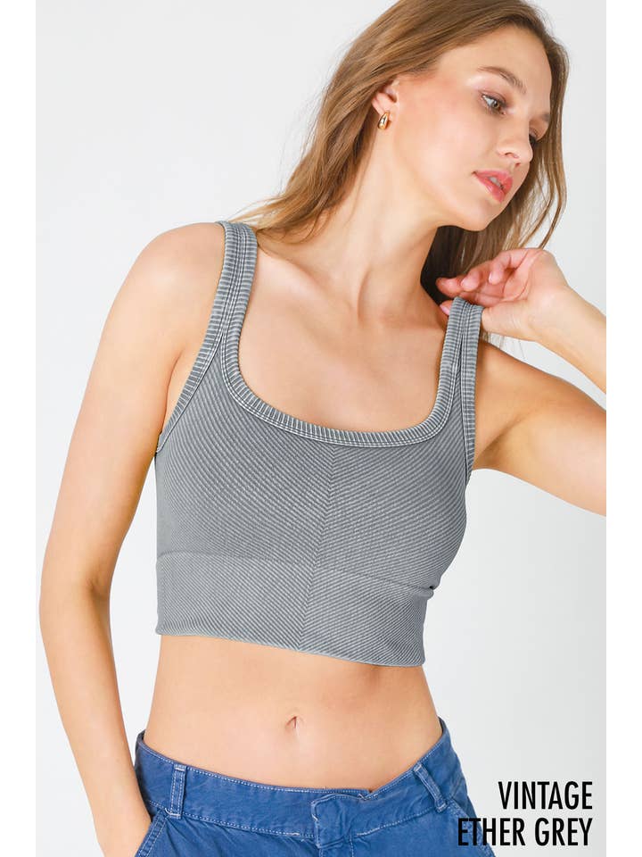 Chevron Crop Top - Vintage Ether Grey