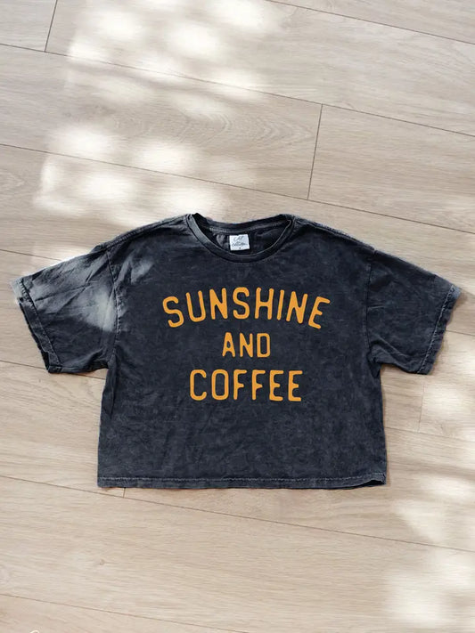 Sunshine and Coffee Cropped Tee - Mineral Black