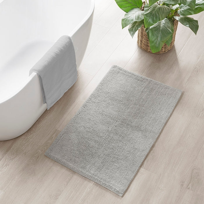 Luxury Feather Touch Reversible Bath Rug - Grey