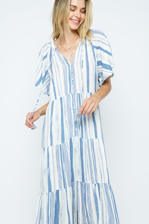 Tiered Midi Dress - Blue