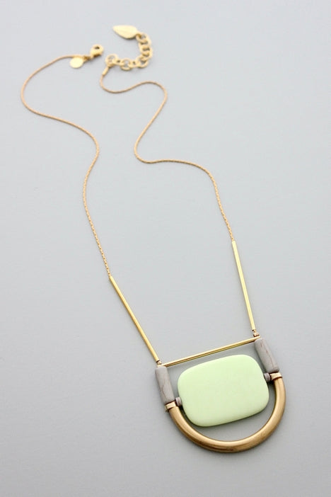Mint Agate and Magnesite Geometric Necklace