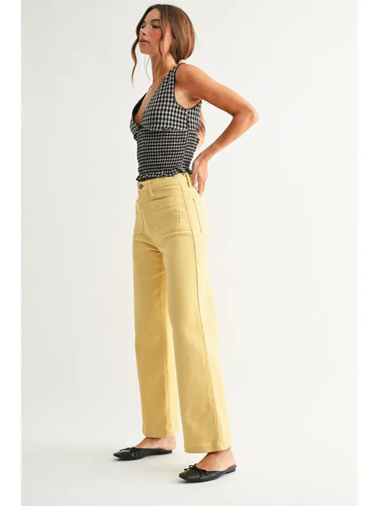 Patch Pocket Wide Leg - Light Yellow