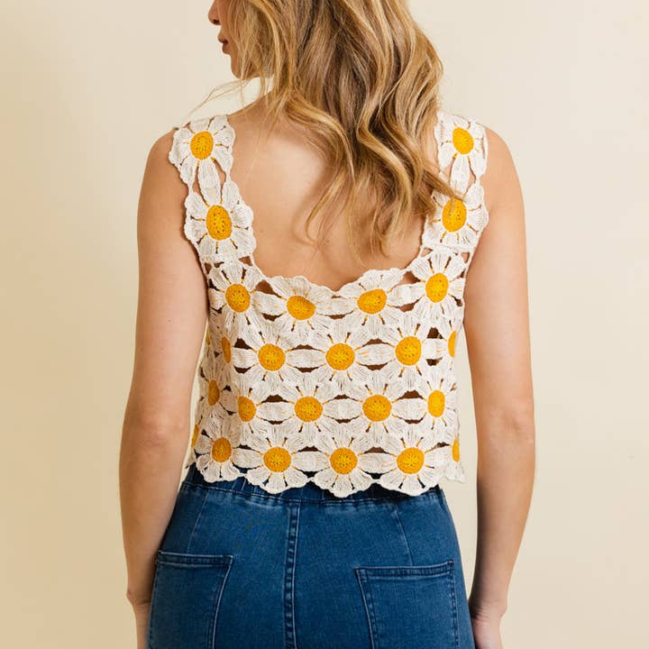 Daisy Crochet Top - Natural