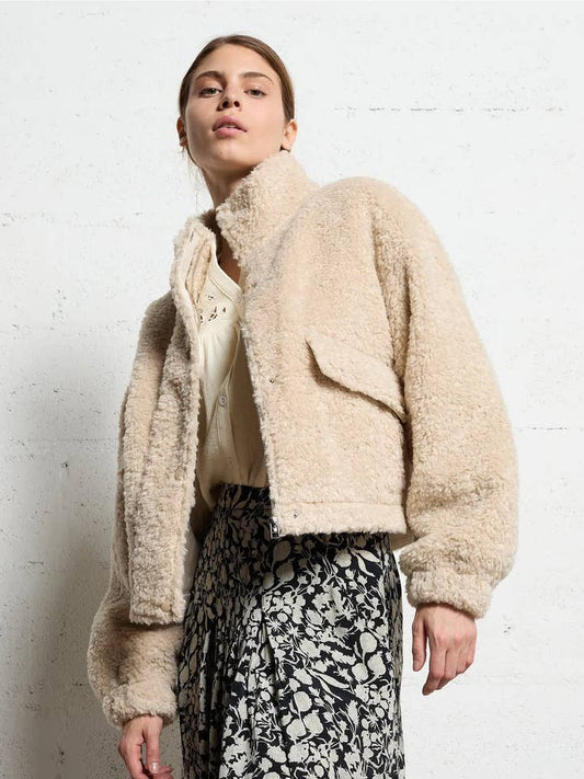 Faux Fur Jacket - Beige