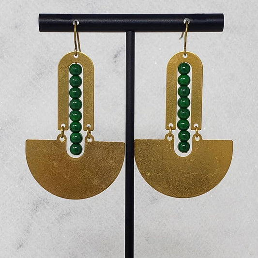 Golden Totem Earrings - Emerald