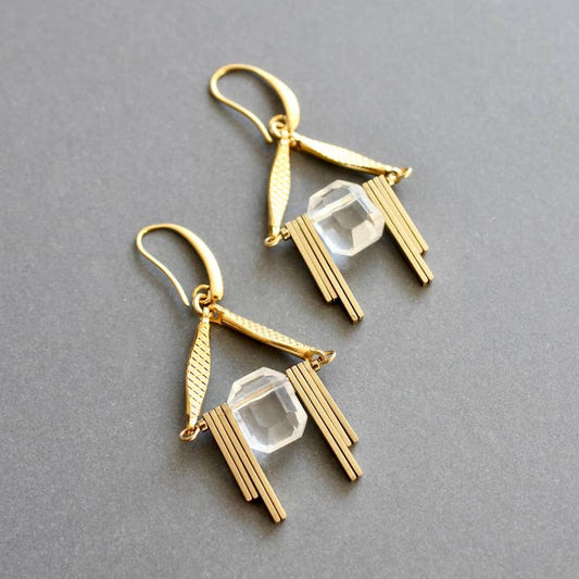 Acrylic and Brass Geometric Earrings