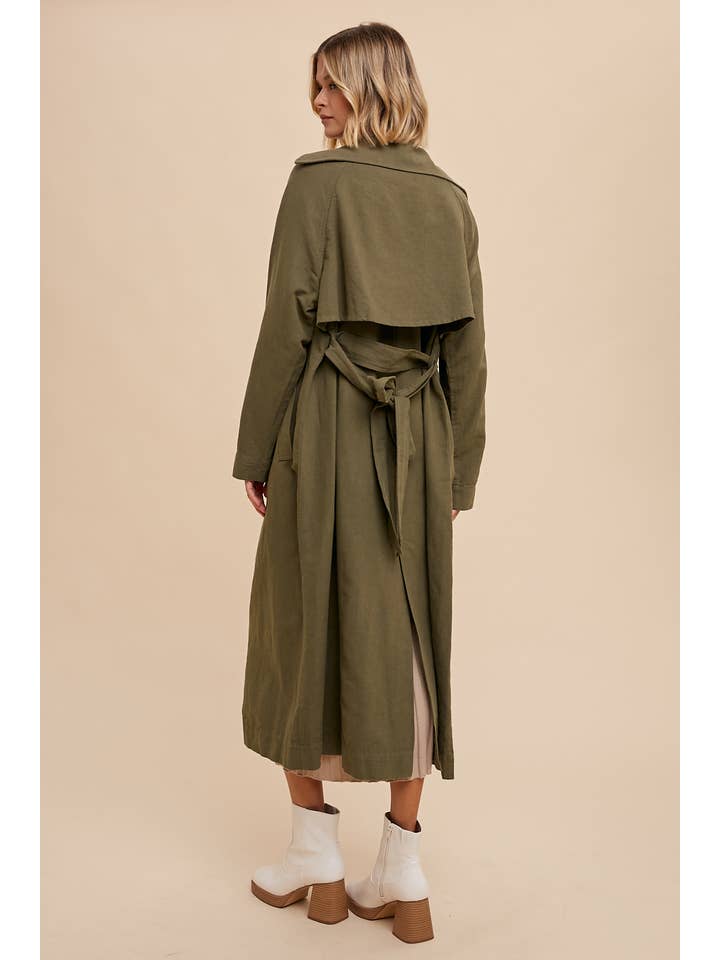 Long Line Trench Coat - Martini Olive