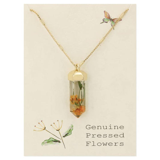 Dried Floral Necklace - Cottage Yellow Crystal