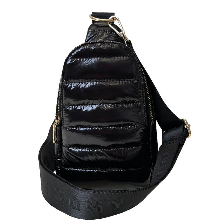 Eliza Quilted Puffy Sling - Liquid Black