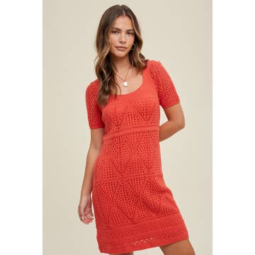 Crochet Mini Dress - Papaya