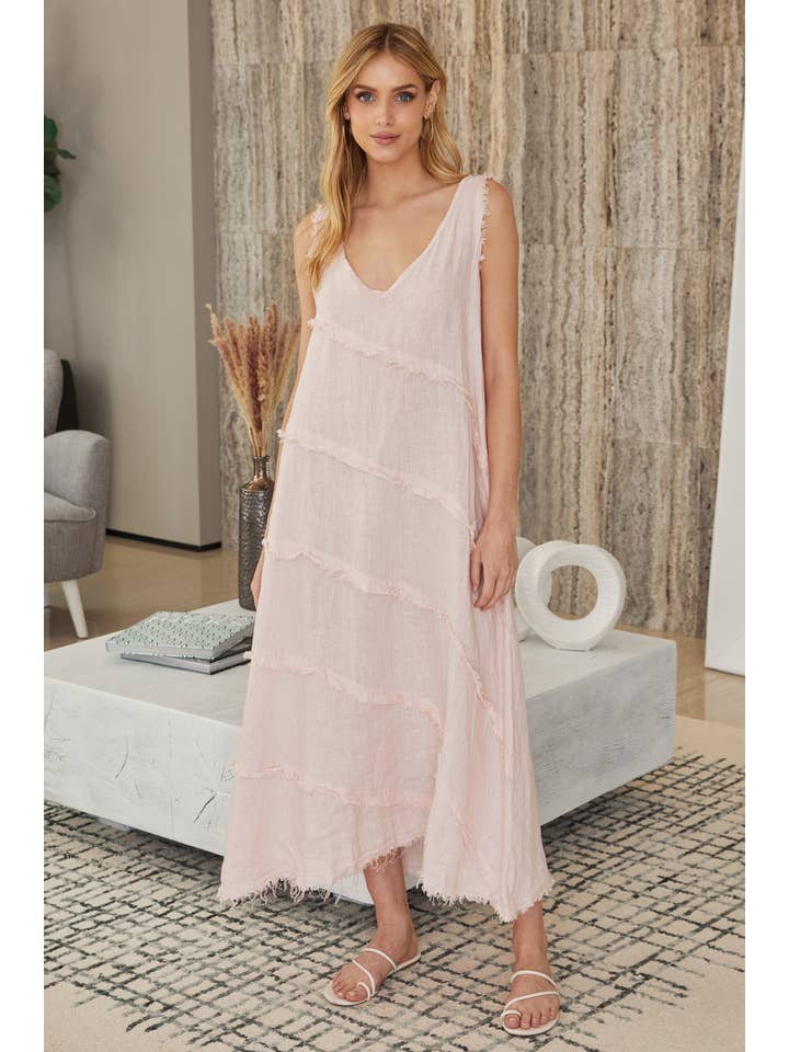 Frill Trim Sleeveless Maxi Dress - Blush