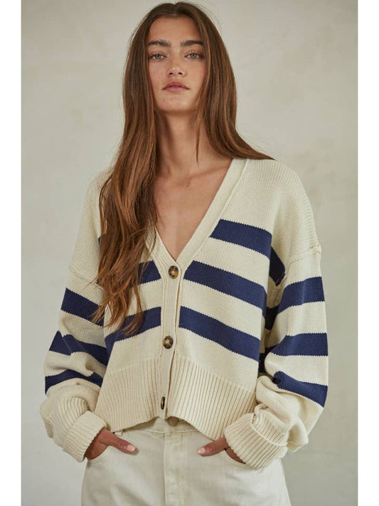 Irena Cardigan - Cream Navy