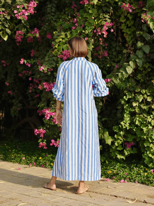 Positano Kaftan - Blue Cabana Stripe