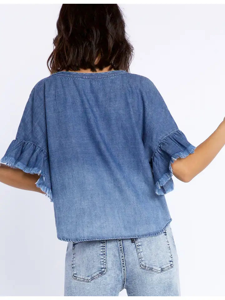 Denim Ruffle Tee