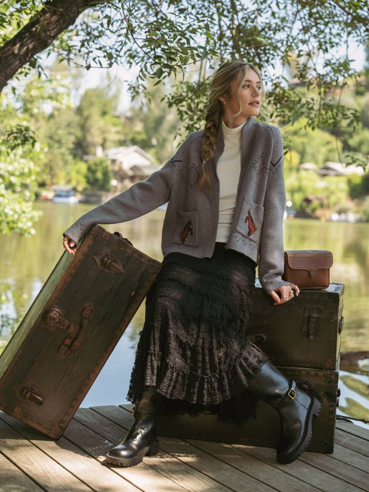 Horse Cardigan - Dark Grey