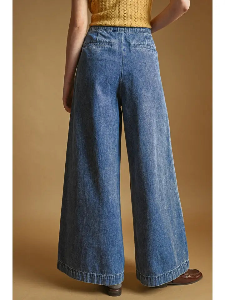 Sailor Wide Leg Pants - Denim