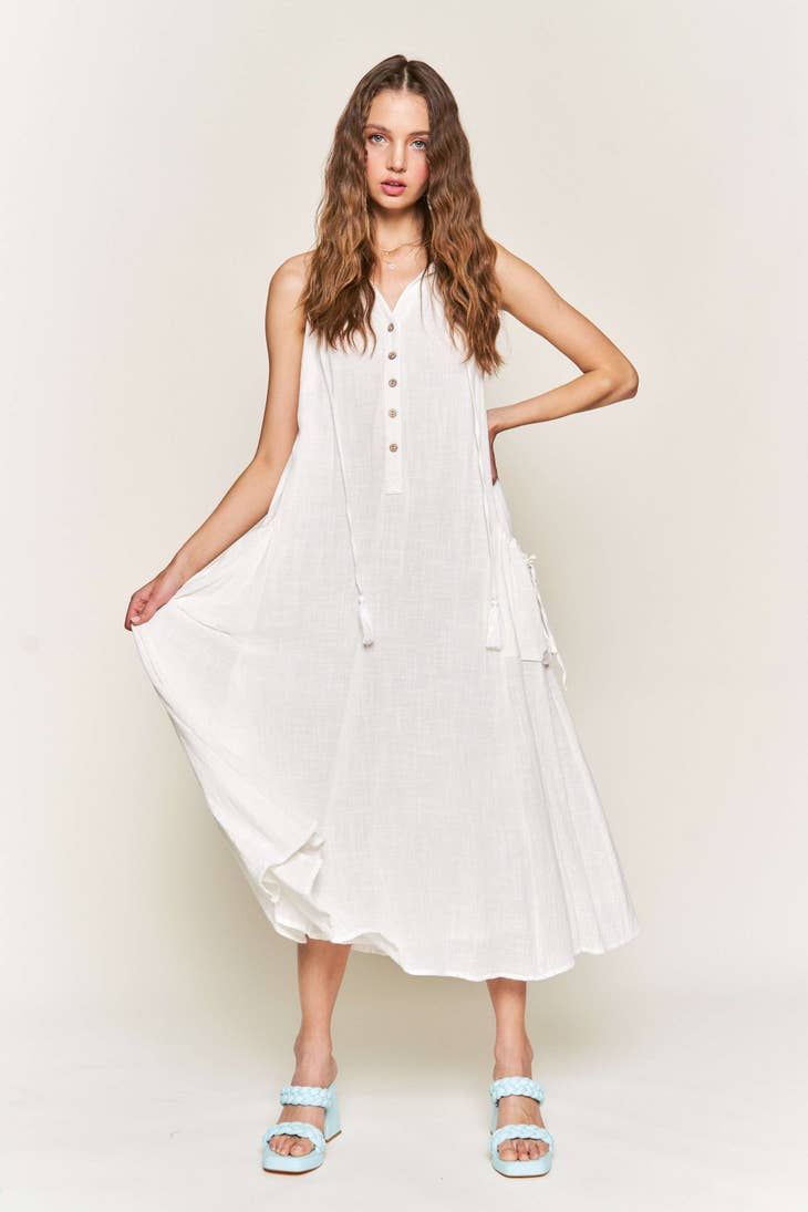 Buttoned Maxi Dress - White