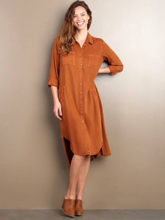 Chill Out Denim Shirtdress - Golden Rust