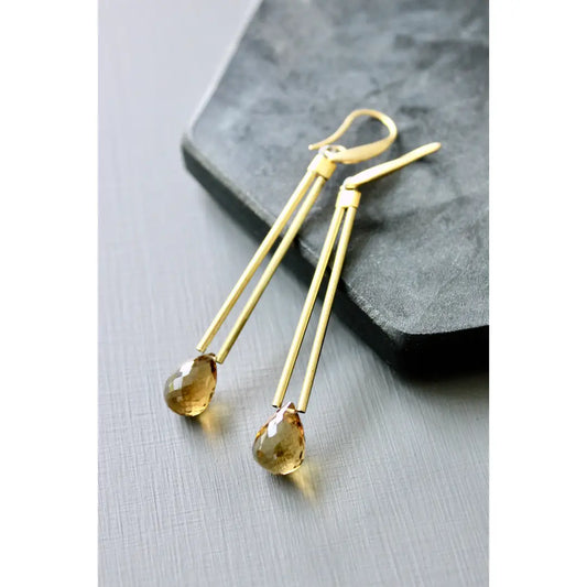 Beer Quartz Geometric Earrings