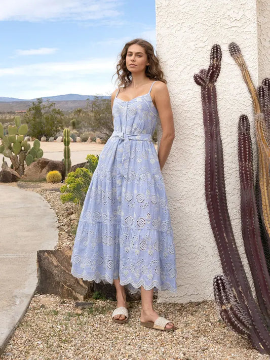 Addyson Dress - Sky/Natural Eyelet