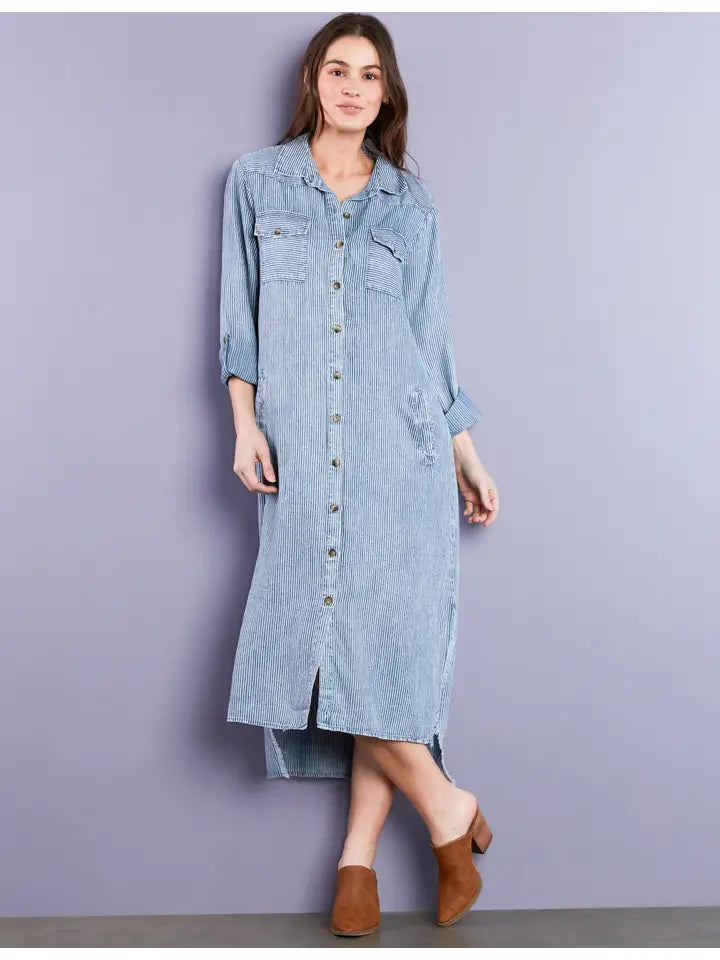 Take A Chance Dress - Railroad Stripe