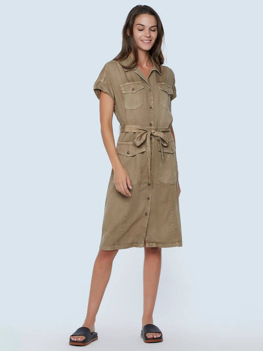 Cruising Shirtdress - Mushroom Denim