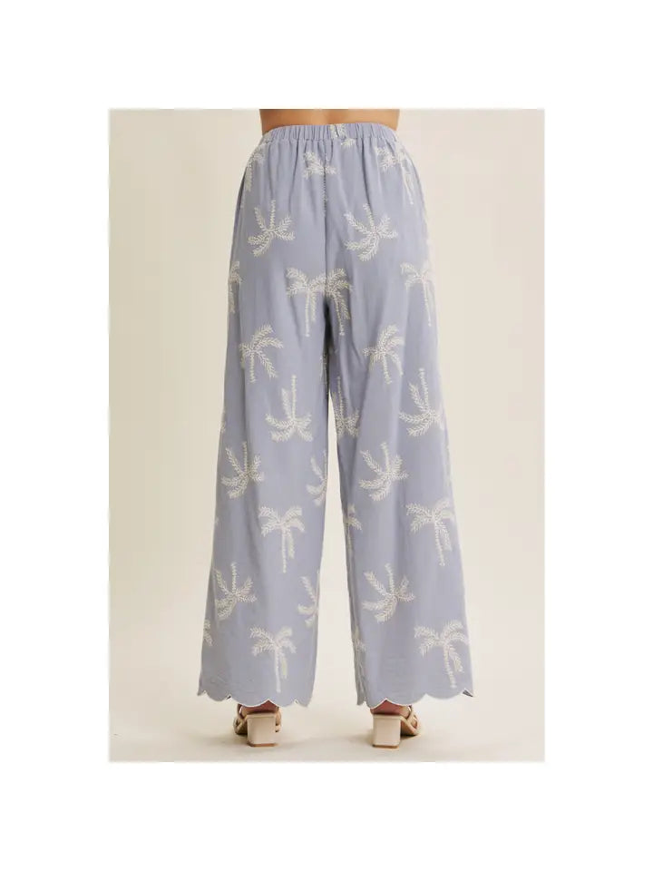 Embroidered Pants - Sky Blue