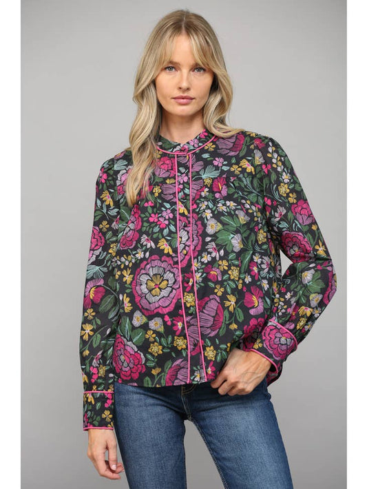 Floral Print Top - Black Multi