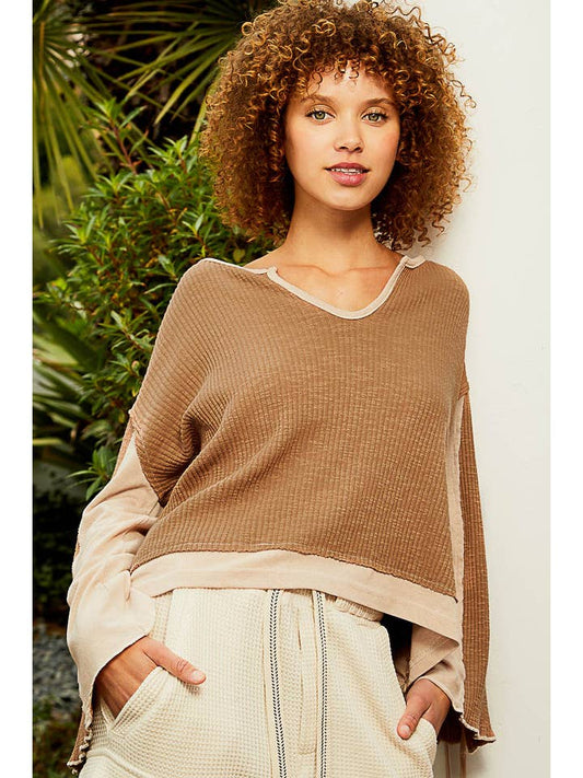 Lace-up Sleeve Sweater - Milk Chocolate