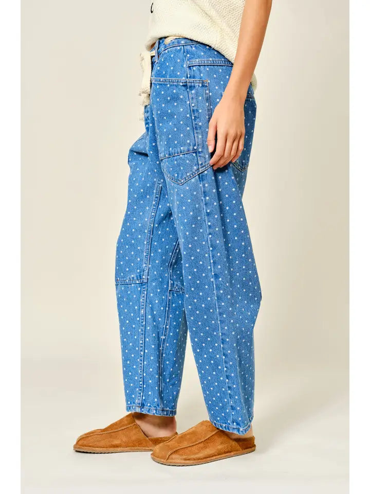 Barrel Pant - Denim Dot